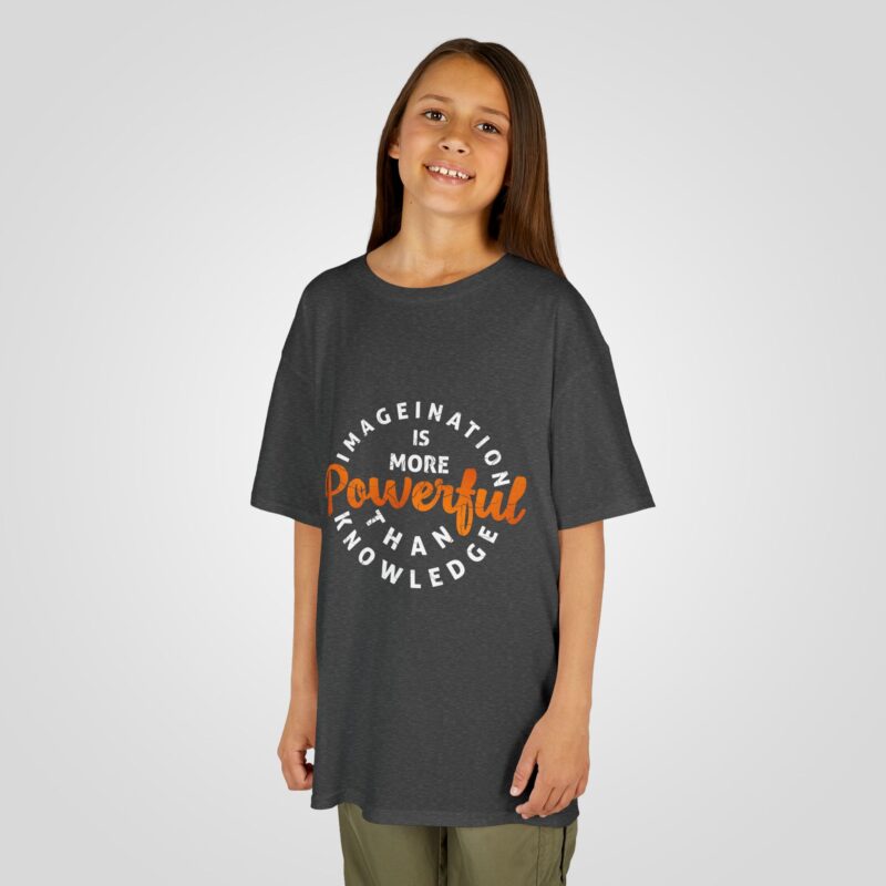 Imageination is More Powerful Than Knowledge– Kids’ Heavy Cotton™ T-Shirt - Image 14