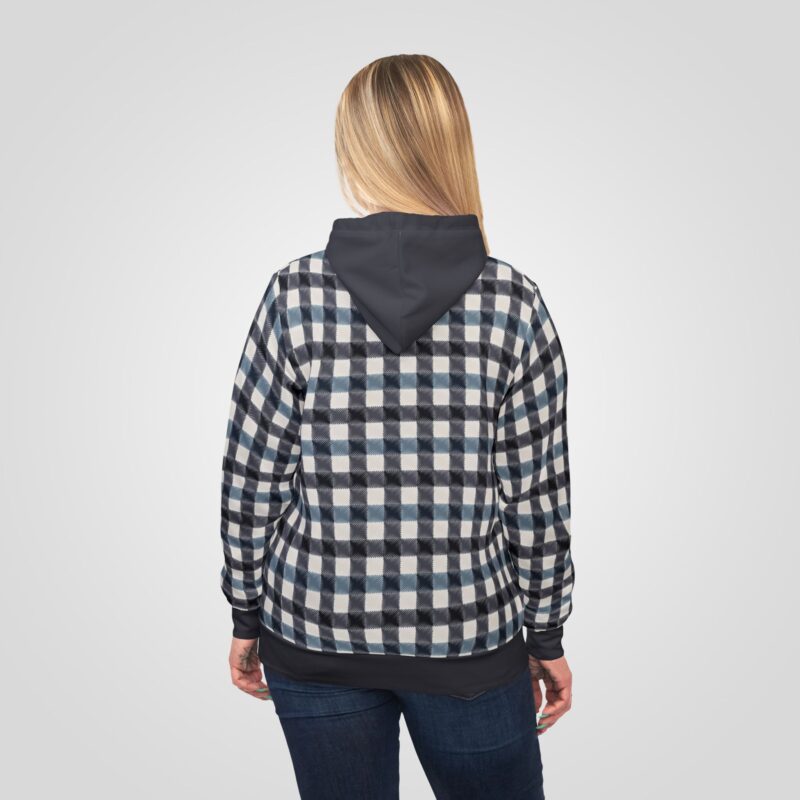 Classic Blue & Black Plaid - Full Print Hoodie for Women - Image 2