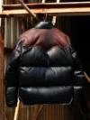 Black Designer Puffer Leather Jacket - Image 3