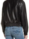 Black Leather Bomber w/ Spread Collar - Image 4
