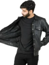 Men's Smart Casual Leather Jacket w/ Shirt Collar - Image 6