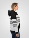 Monochrome Striped Elegance - Full Print Hoodie for Women - Image 3