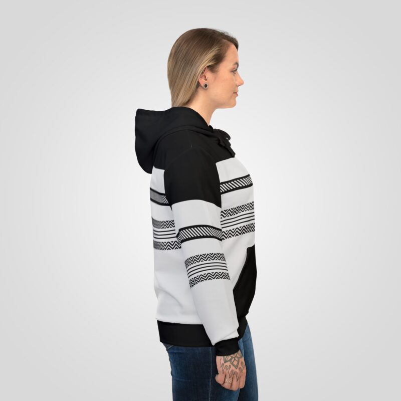 Monochrome Striped Elegance - Full Print Hoodie for Women - Image 3