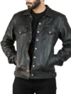 Men's Smart Casual Leather Jacket w/ Shirt Collar - Image 5