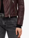 Brown Supple Leather Biker Jacket w/ Notch Collar - Image 4