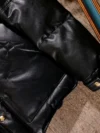 Black Designer Puffer Leather Jacket - Image 6