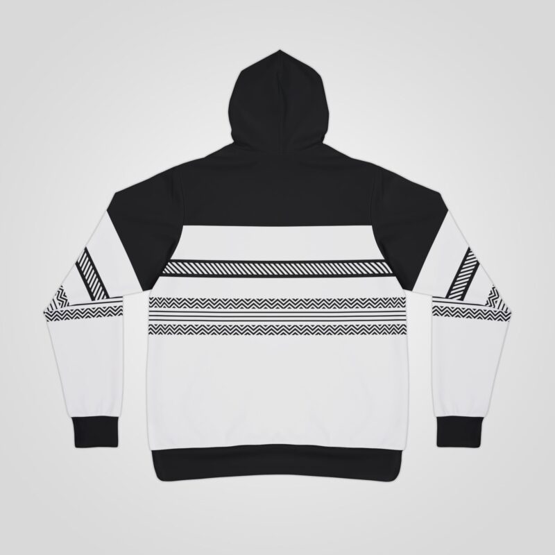 Monochrome Striped Elegance - Full Print Hoodie for Women - Image 5