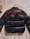 Black Designer Puffer Leather Jacket - Image 7