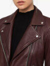 Brown Supple Leather Biker Jacket w/ Notch Collar - Image 3