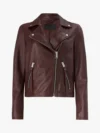 Brown Supple Leather Biker Jacket w/ Notch Collar - Image 2